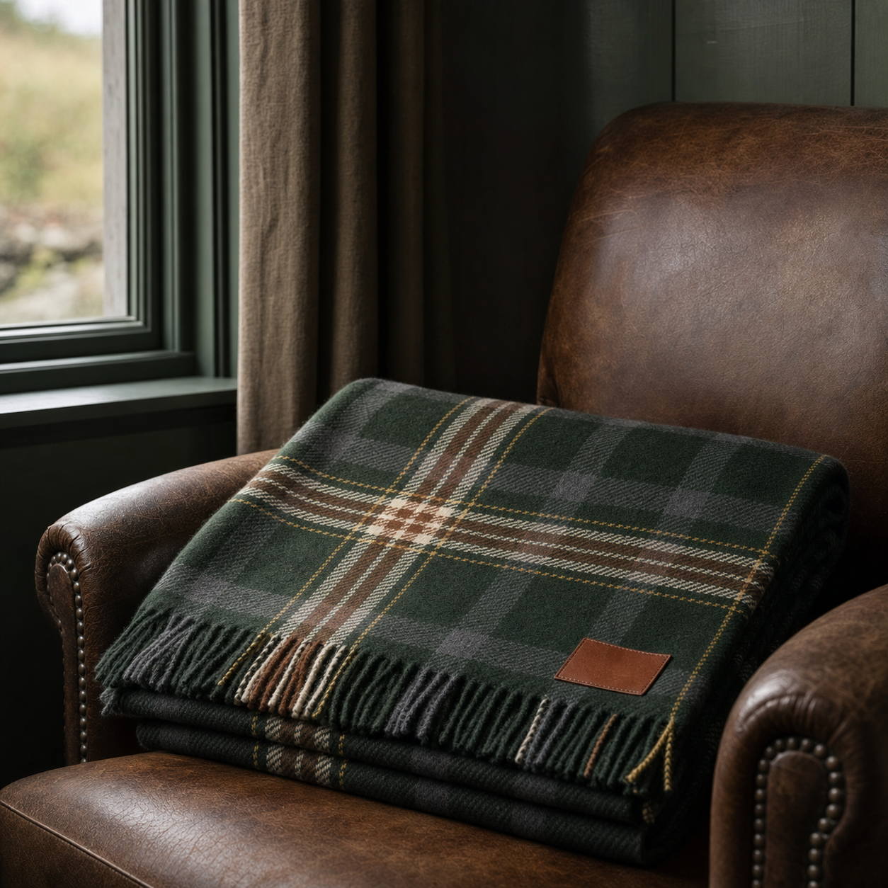 Wool throw in house tartan
