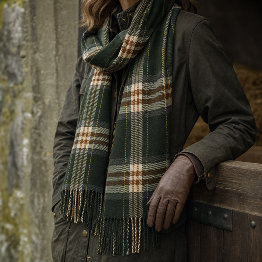 Wool scarf in house tartan