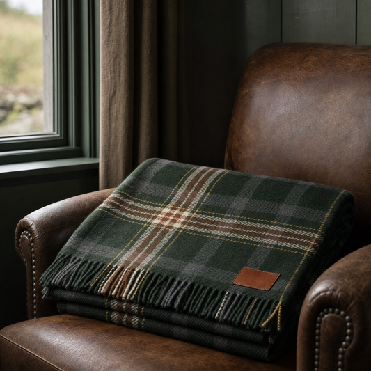 Wool throw in house tartan